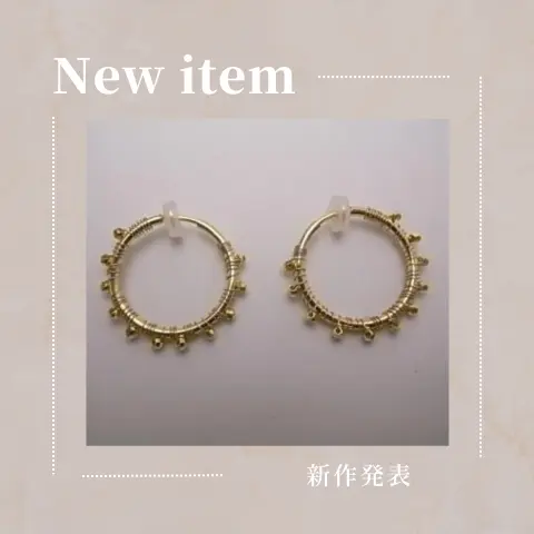ゴールドビーズ★中フープイヤリング
